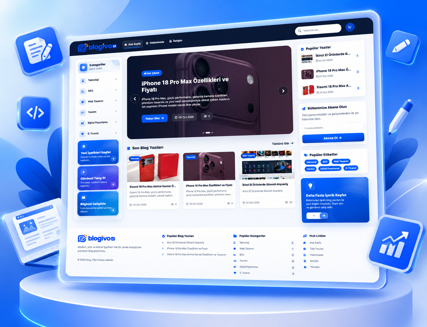 Blogivo V1 Modern ve SEO Uyumlu Blog Yazılımı